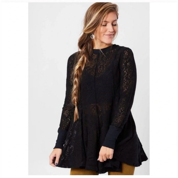 Free People Coffee in‎ the Morning Tunic Pullover🖤 - Picture 1 of 15